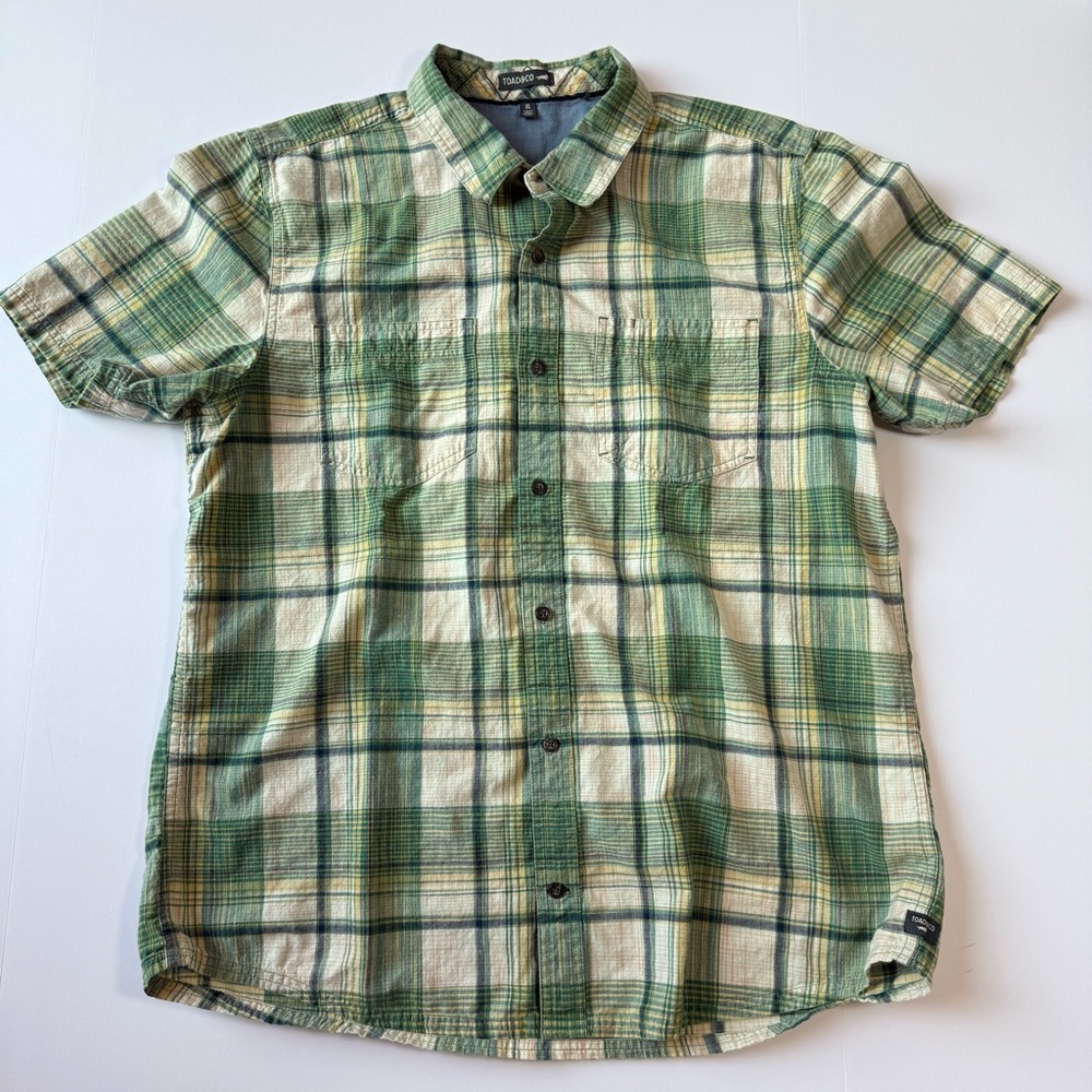 Toad&Co Green and Cream Plaid Casual Shirt